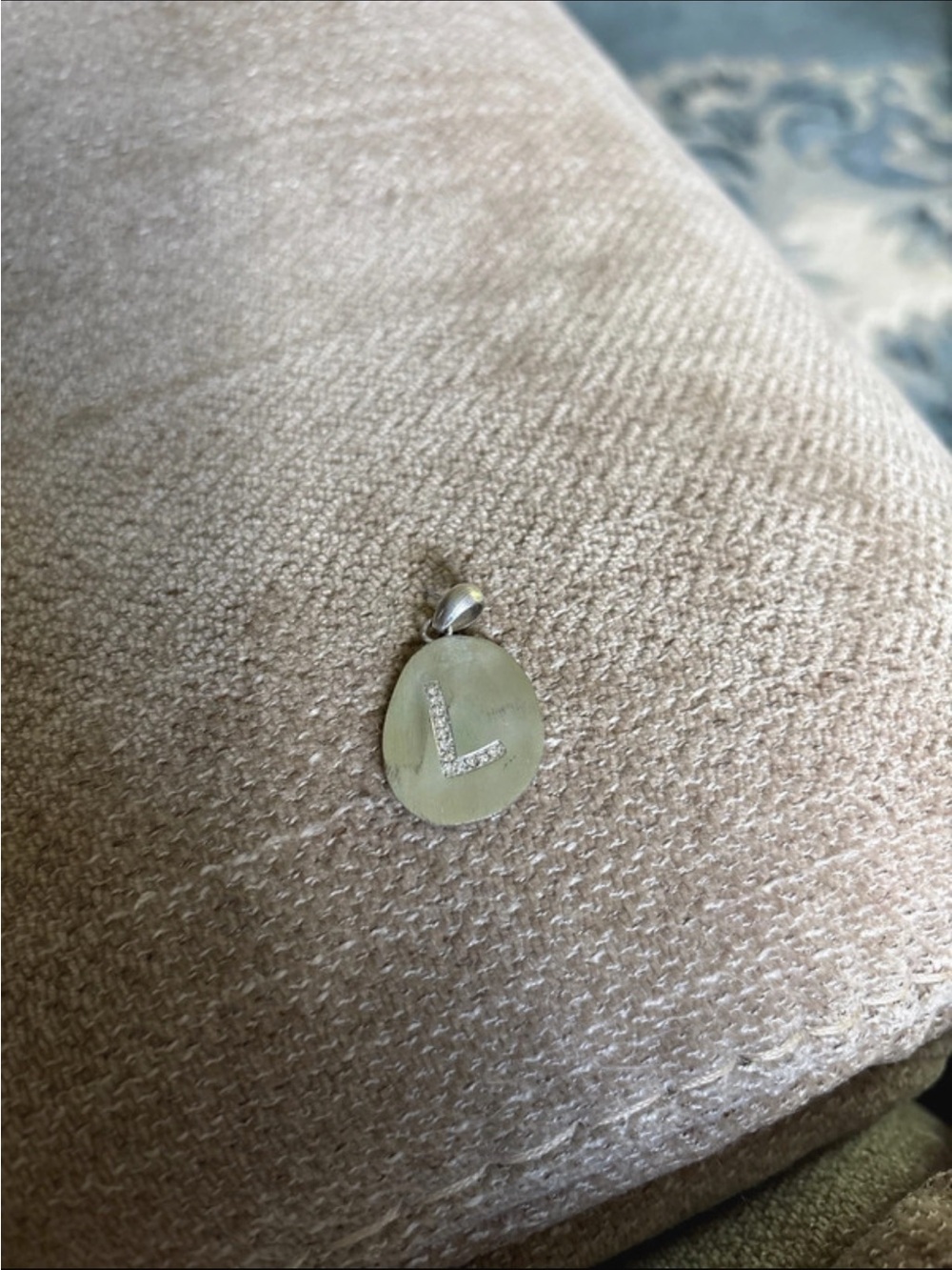 Initial L Letter Pendant - Hannered Silver Tone